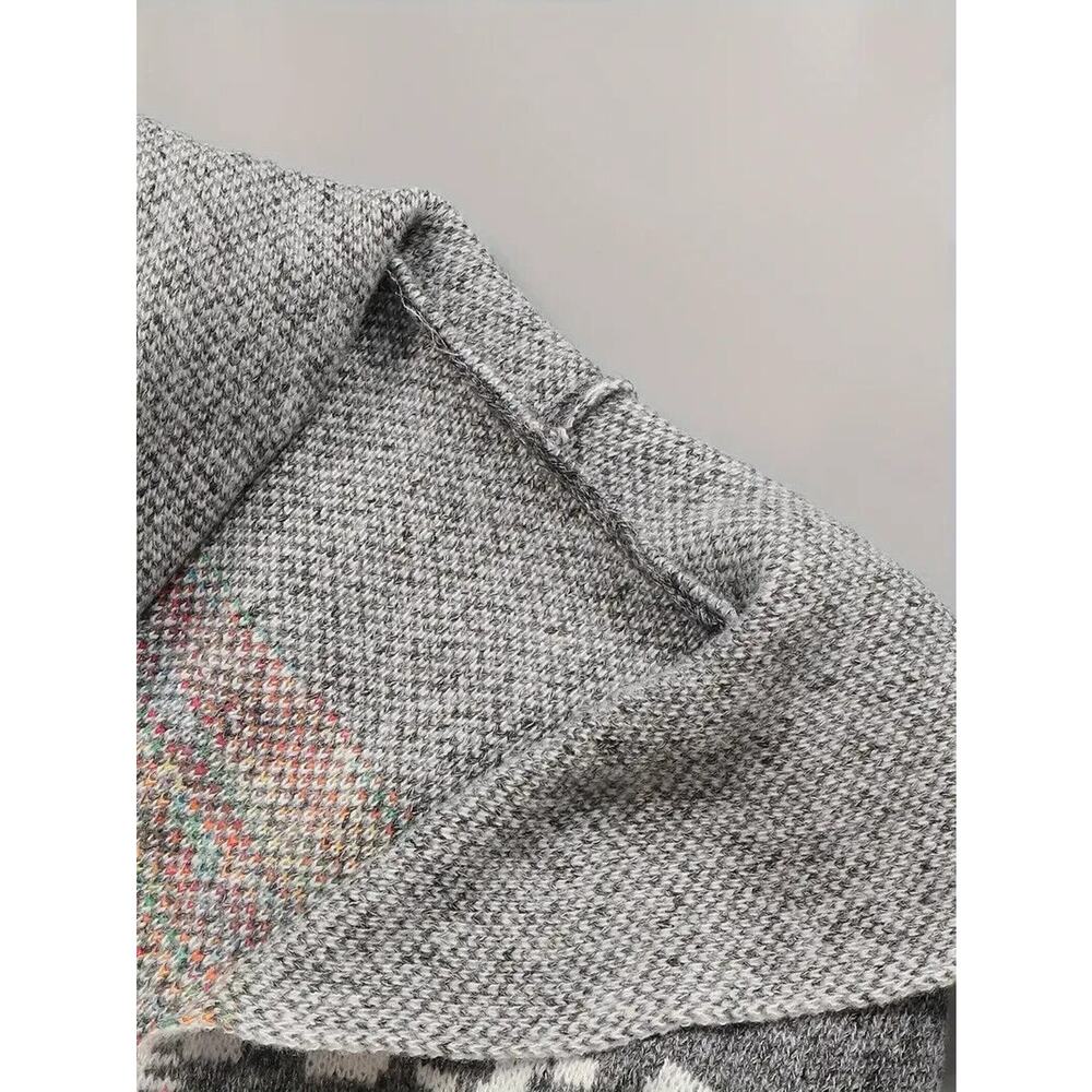 Sweater Womens Plus Cardigan Gray Hooded Long Duster Aztec Pockets - Picture 5 of 6